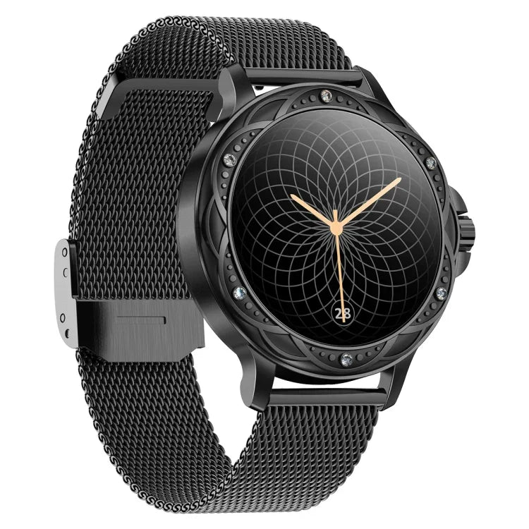 CF12 1.2 inch Waterproof Smart Steel Strap Wristband Support Heart Rate Monitoring / Blood Pressure Monitoring, CF12 Steel Strap (Black)