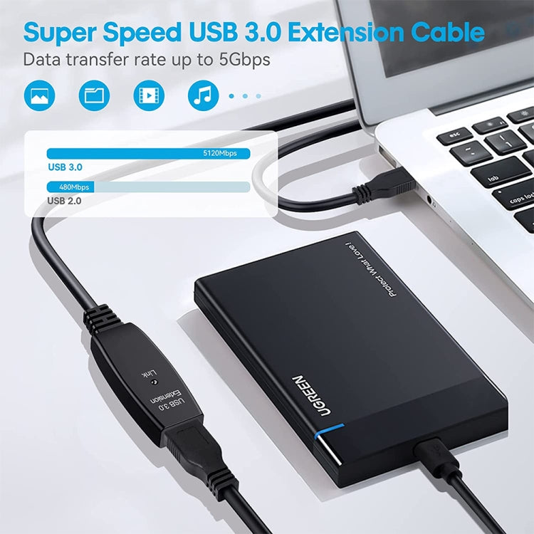 สายต่อขยาย USB 3.0 ตัวผู้ไปตัวเมีย ความเร็วสูง ความยาว 10 ม.