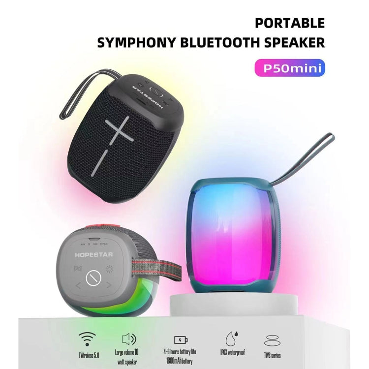 ลำโพงบลูทูธกันน้ำ HOPESTAR P50 mini พร้อมไฟ RGB สำหรับใช้งานกลางแจ้ง, P50 mini