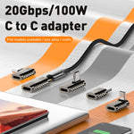 อะแดปเตอร์ Type-C ตัวเมียเป็นตัวเมีย 100W 20Gbps อัลลอยสังกะสี แบบตรง