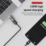 อะแดปเตอร์ Type-C ตัวเมียเป็น USB 3.0 ตัวผู้ 120W อัลลอยสังกะสี แบบตรง