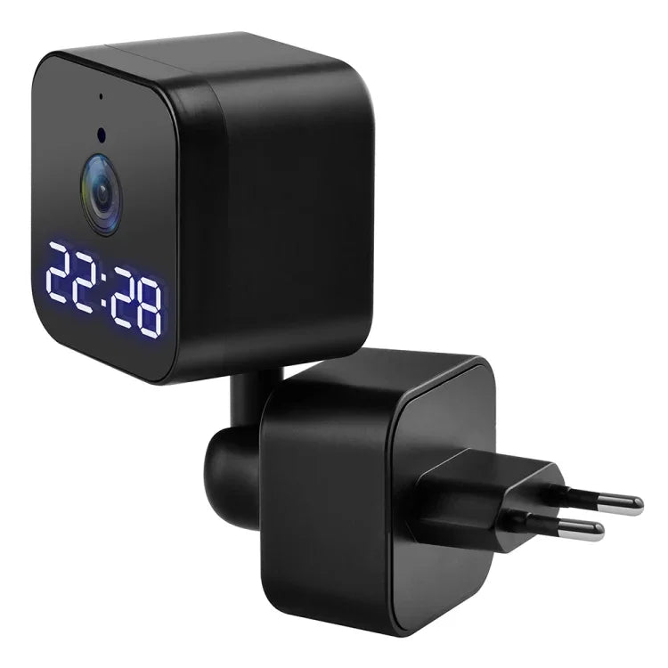 DP27 กล้อง WiFi รูปนาฬิกา 1080P เสียบปลั๊ก รองรับเสียงสองทางและตรวจสอบผ่านมือถือ ปลั๊ก US, ปลั๊ก EU