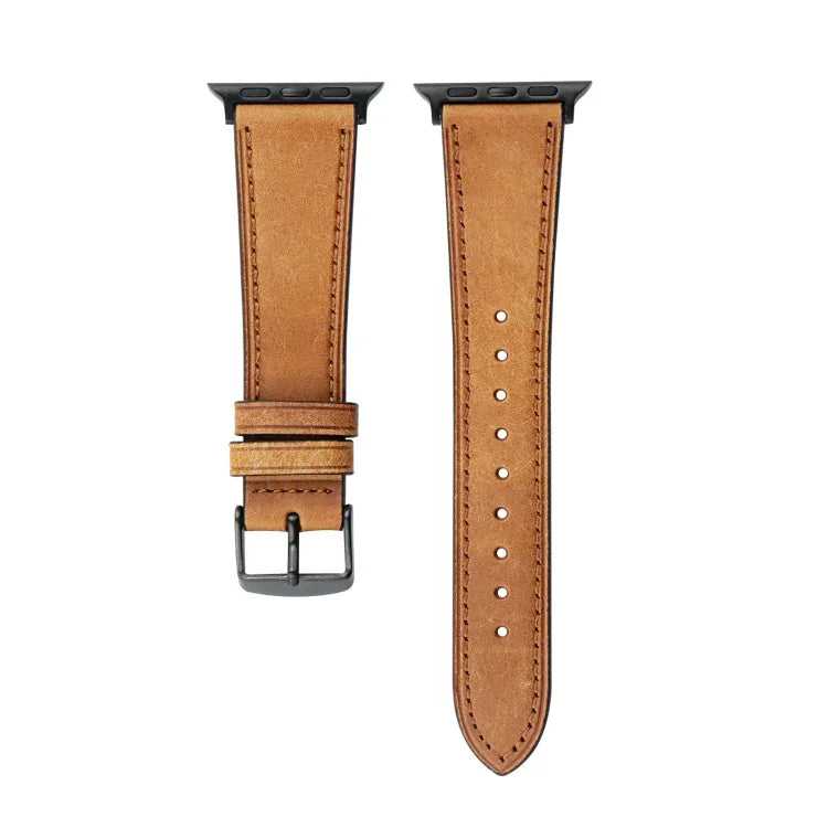 สายรัดนาฬิกาหนังแท้ Crazy Horse สำหรับ Apple Watch Series 8&7 41มม. / SE 2&6&SE&5&4 40มม. สำหรับ Apple Watch Ultra 49มม. / Series 8&7 45มม. / SE 2&6&SE&5&4 44มม.