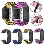 สายรัดนาฬิกานีลอนถักแบบธรรมดาพร้อมตีนตุ๊กแก Paracord สำหรับ Apple Watch Series 8&7 41มม. / SE 2&6&SE&5&4 40มม. สำหรับ Apple Watch Ultra 49มม. / Series 8&7 45มม. / SE 2&6&SE&5&4 44มม.