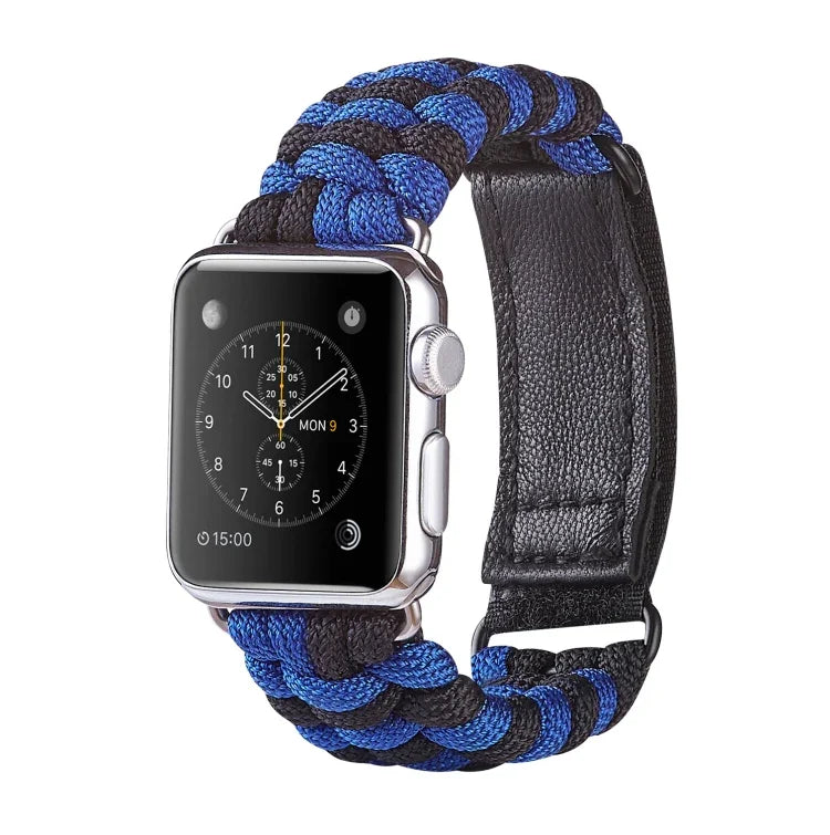 สายรัดนาฬิกานีลอนถักแบบธรรมดาพร้อมตีนตุ๊กแก Paracord สำหรับ Apple Watch Series 8&7 41มม. / SE 2&6&SE&5&4 40มม. สำหรับ Apple Watch Ultra 49มม. / Series 8&7 45มม. / SE 2&6&SE&5&4 44มม.