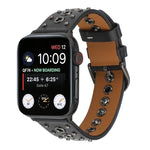 สายรัดนาฬิกาหนังแท้ Punk Rivet สำหรับ Apple Watch Series 7 41มม. / 6 & SE & 5 & 4 40มม. สำหรับ Apple Watch Ultra 49มม. / Series 8&7 45มม. / SE 2&6&SE&5&4 44มม.