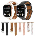 สายรัดนาฬิกาหนังแท้ Punk Rivet สำหรับ Apple Watch Series 7 41มม. / 6 & SE & 5 & 4 40มม. สำหรับ Apple Watch Ultra 49มม. / Series 8&7 45มม. / SE 2&6&SE&5&4 44มม.