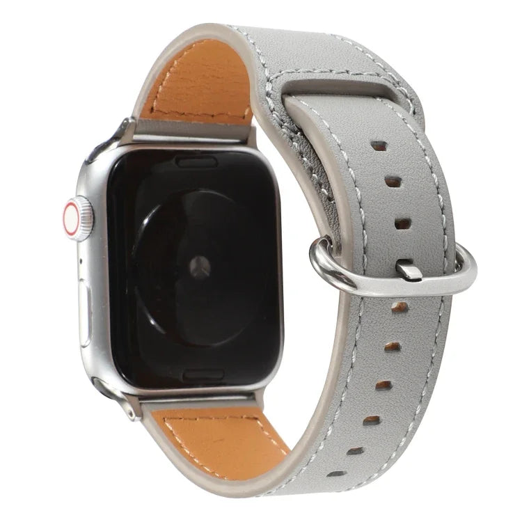 สายรัดนาฬิกาหนังแท้สีพื้น สำหรับ Apple Watch Series 7 ขนาด 41 มม. / 6 & SE & 5 & 4 ขนาด 40 มม. / 3 & 2 & 1 ขนาด 38 มม. สำหรับ Apple Watch Series 7 ขนาด 45 มม. / 6 & SE & 5 & 4 ขนาด 44 มม. / 3 & 2 & 1 ขนาด 42 มม.