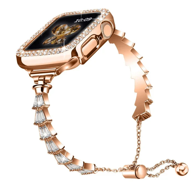 สายรัดนาฬิกาโลหะประดับเพชรเต็มเม็ด สำหรับ Apple Watch Series 8&7 45มม. / SE 2&6&SE&5&4 44มม. สำหรับ Apple Watch Series 8&7 41มม. / SE 2&6&SE&5&4 40มม.