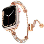 สายรัดนาฬิกาสร้อยข้อมือโลหะประดับเพชรเต็มเม็ด สำหรับ Apple Watch Series 8&7 45มม. / SE 2&6&SE&5&4 44มม. สำหรับ Apple Watch Series 8&7 41มม. / SE 2&6&SE&5&4 40มม.
