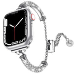 สายรัดนาฬิกาสร้อยข้อมือโลหะประดับเพชรเต็มเม็ด สำหรับ Apple Watch Series 8&7 45มม. / SE 2&6&SE&5&4 44มม. สำหรับ Apple Watch Series 8&7 41มม. / SE 2&6&SE&5&4 40มม.