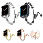สายรัดนาฬิกาสร้อยข้อมือโลหะประดับเพชรเต็มเม็ด สำหรับ Apple Watch Series 8&7 45มม. / SE 2&6&SE&5&4 44มม. สำหรับ Apple Watch Series 8&7 41มม. / SE 2&6&SE&5&4 40มม.