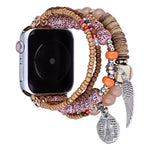 สายรัดนาฬิกาสร้อยข้อมือปีกดอกไม้ประดับลูกปัด สำหรับ Apple Watch Series 8&7 45มม. / SE 2&6&SE&5&4 44มม. สำหรับ Apple Watch Series 8&7 41มม. / SE 2&6&SE&5&4 40มม.