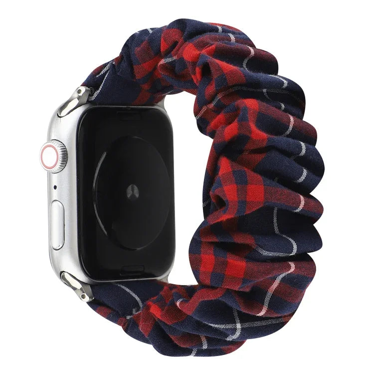 สายผ้าลายดอกไม้ลายสก็อต สำหรับ Apple Watch Ultra ขนาด 49 มม. / Series 8&7 ขนาด 45 มม. / SE 2&6&SE&5&4 ขนาด 44 มม. / 3&2&1 ขนาด 42 มม. สำหรับ Apple Watch Series 8&7 ขนาด 41 มม. / SE 2&6&SE&5&4 ขนาด 40 มม. / 3&2&1 ขนาด 38 มม.