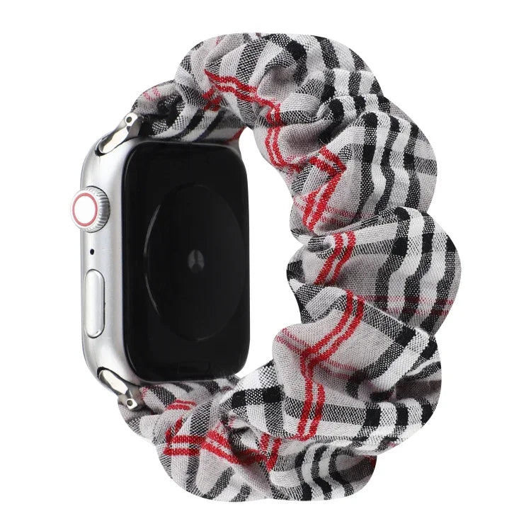 สายผ้าลายดอกไม้ลายสก็อต สำหรับ Apple Watch Ultra ขนาด 49 มม. / Series 8&7 ขนาด 45 มม. / SE 2&6&SE&5&4 ขนาด 44 มม. / 3&2&1 ขนาด 42 มม. สำหรับ Apple Watch Series 8&7 ขนาด 41 มม. / SE 2&6&SE&5&4 ขนาด 40 มม. / 3&2&1 ขนาด 38 มม.