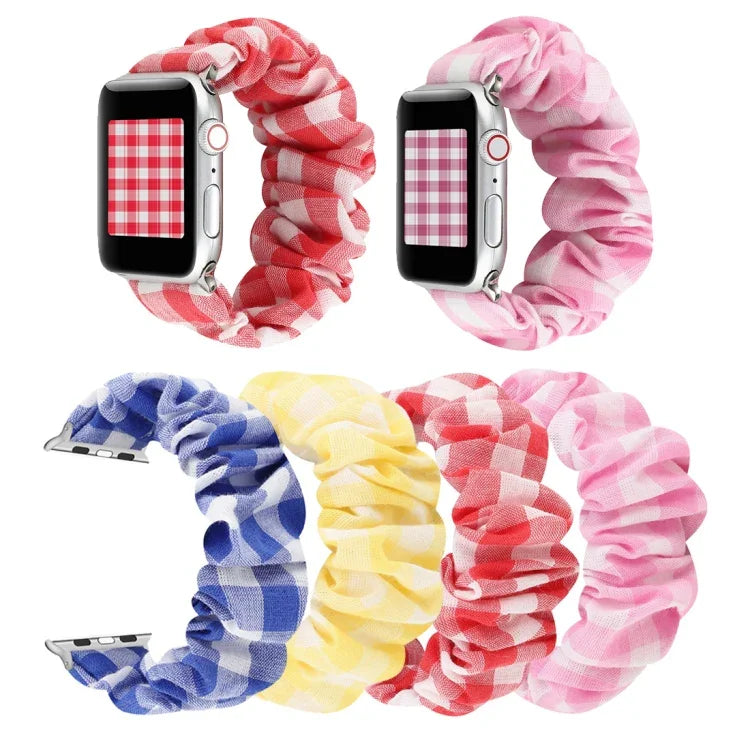 สายผ้าลายสก็อต + สแตนเลส สายรัดข้อมือ สำหรับ Apple Watch Series 7 ขนาด 41 มม. / 6 & SE & 5 & 4 ขนาด 40 มม. / 3 & 2 & 1 ขนาด 38 มม. สำหรับ Apple Watch Series 7 ขนาด 45 มม. / 6 & SE & 5 & 4 ขนาด 44 มม. / 3 & 2 & 1 ขนาด 42 มม.