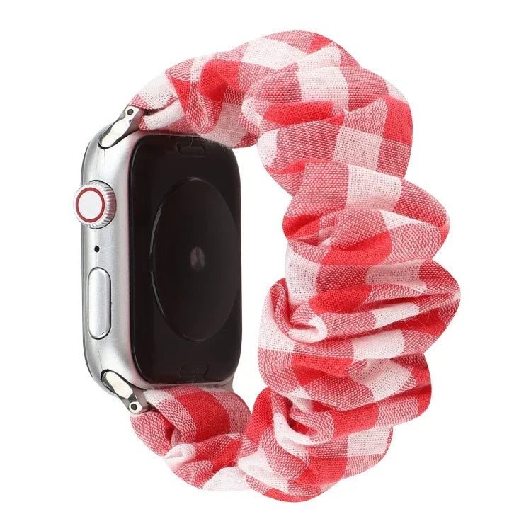 สายผ้าลายสก็อต + สแตนเลส สายรัดข้อมือ สำหรับ Apple Watch Series 7 ขนาด 41 มม. / 6 & SE & 5 & 4 ขนาด 40 มม. / 3 & 2 & 1 ขนาด 38 มม. สำหรับ Apple Watch Series 7 ขนาด 45 มม. / 6 & SE & 5 & 4 ขนาด 44 มม. / 3 & 2 & 1 ขนาด 42 มม.