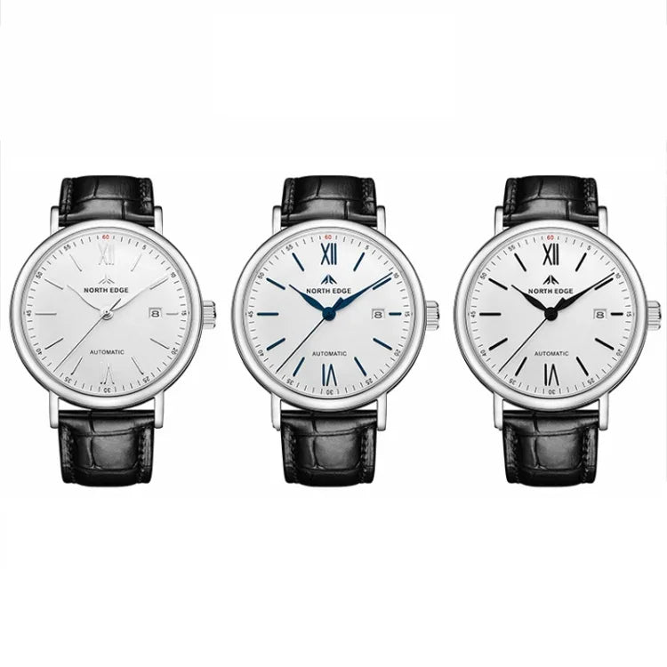 นาฬิกาผู้ชายธุรกิจมัลติฟังก์ชัน NORTH EDGE AMOY กันน้ำ สายหนัง นาฬิกาเครื่องกล