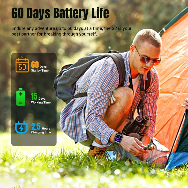 นาฬิกาอัจฉริยะ Rogbid Tank S2 หน้าจอ IPS 1.83 นิ้ว รองรับการโทรบลูทูธ / วัดความดันโลหิต / ติดตามการนอนหลับ, S2 (สีดำ)