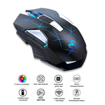 HXSJ T300 เมาส์ไร้สาย 7 ปุ่ม 2400DPI มีไฟสีสันสดใส 2.4G รุ่น T300 สีดำ