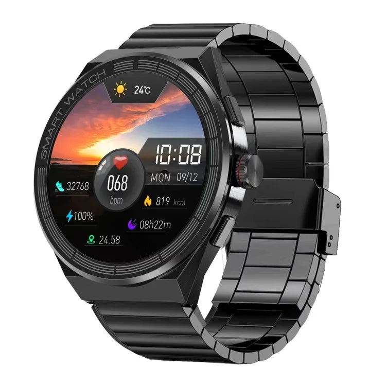 นาฬิกาอัจฉริยะสายเหล็กกันน้ำ BM01 หน้าจอ 1.45 นิ้ว รองรับการโทรบลูทูธ / NFC, สายเหล็ก (สีดำ), สายเหล็ก (สีเงิน)