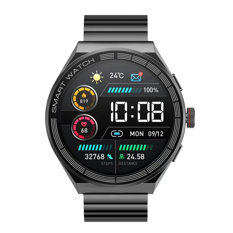 นาฬิกาอัจฉริยะสายเหล็กกันน้ำ BM01 หน้าจอ 1.45 นิ้ว รองรับการโทรบลูทูธ / NFC, สายเหล็ก (สีดำ), สายเหล็ก (สีเงิน)