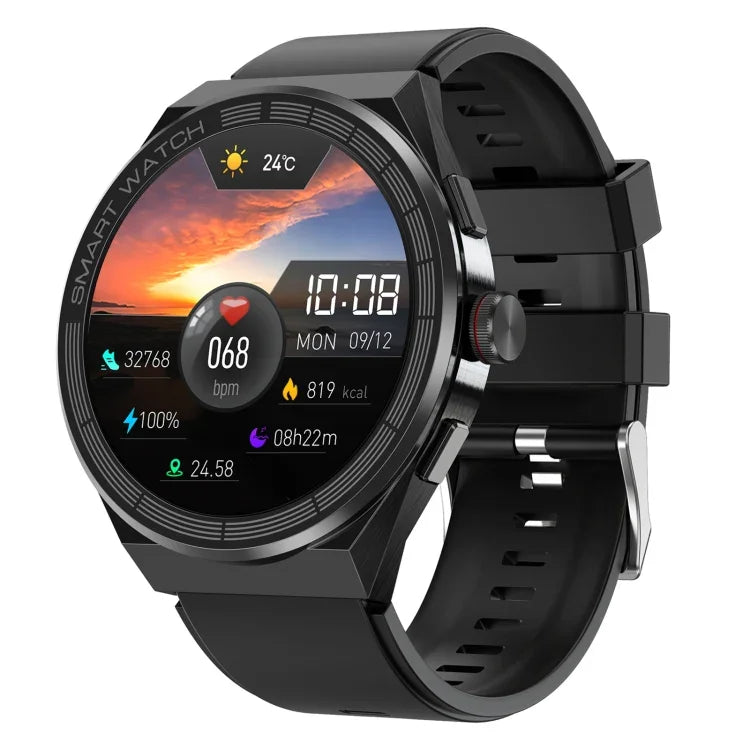 BM01 สายซิลิโคน 1.45 นิ้ว สมาร์ทวอทช์กันน้ำ IP68 รองรับการโทร Bluetooth / NFC, สายซิลิโคน (สีเงิน), สายซิลิโคน (สีดำ)