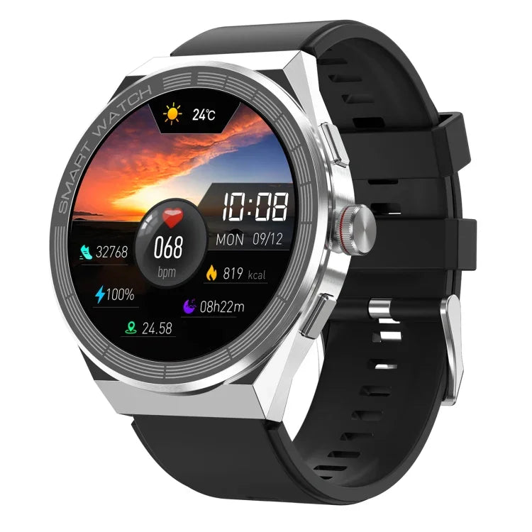 BM01 สายซิลิโคน 1.45 นิ้ว สมาร์ทวอทช์กันน้ำ IP68 รองรับการโทร Bluetooth / NFC, สายซิลิโคน (สีเงิน), สายซิลิโคน (สีดำ)