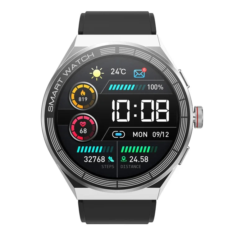 BM01 สายซิลิโคน 1.45 นิ้ว สมาร์ทวอทช์กันน้ำ IP68 รองรับการโทร Bluetooth / NFC, สายซิลิโคน (สีเงิน), สายซิลิโคน (สีดำ)