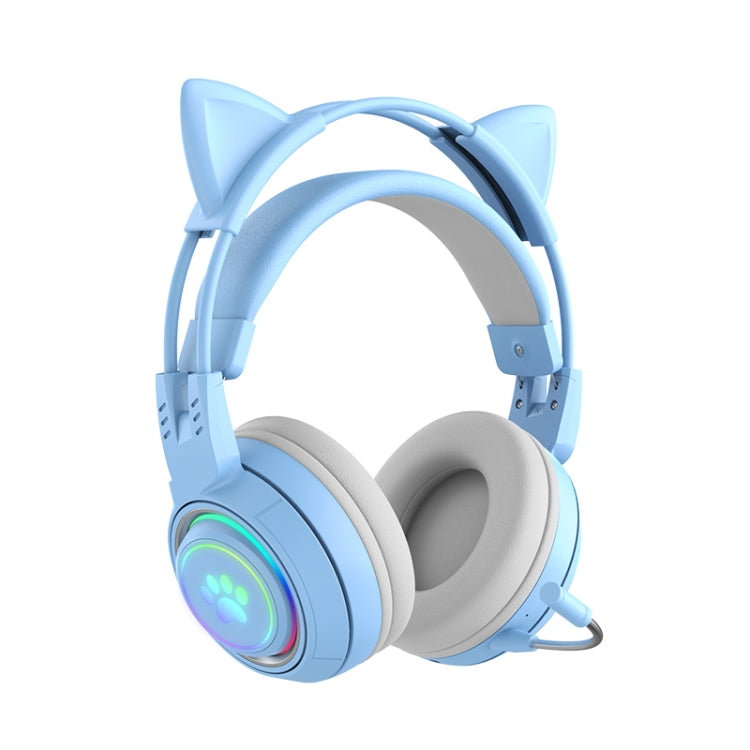 T25 RGB หูฟังบลูทูธไร้สายสเตอริโอรูปหูแมวพร้อมไมโครโฟนถอดได้