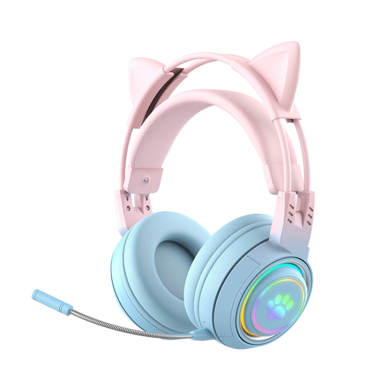 T25 RGB หูฟังบลูทูธไร้สายสเตอริโอรูปหูแมวพร้อมไมโครโฟนถอดได้