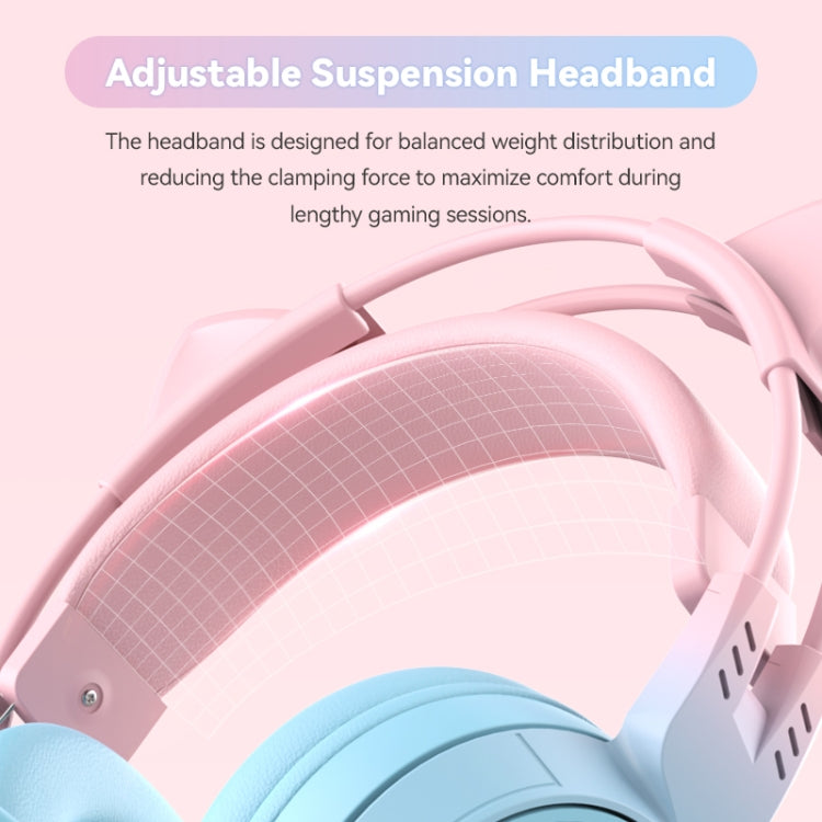 T25 RGB หูฟังบลูทูธไร้สายสเตอริโอรูปหูแมวพร้อมไมโครโฟนถอดได้