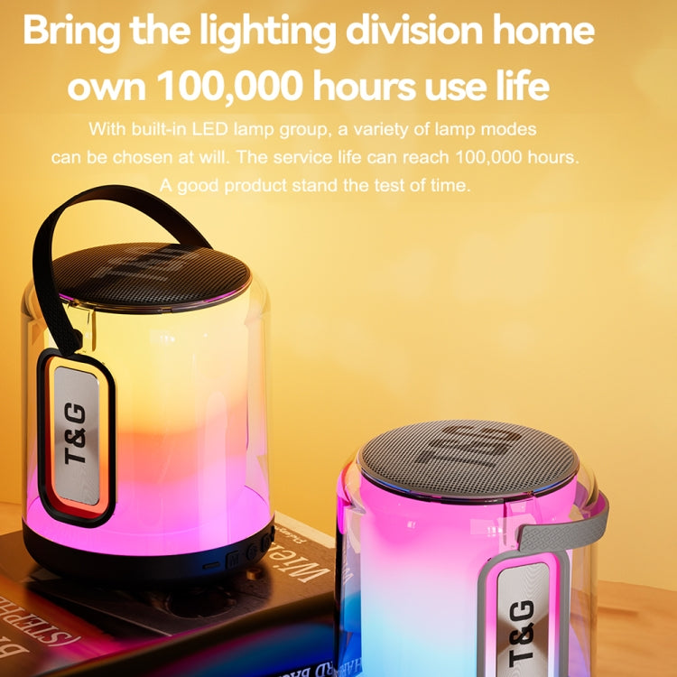 ลำโพงบลูทูธไร้สาย T&G TG376 พร้อมไฟ LED RGB หลายสีและซับวูฟเฟอร์ พกพาได้สำหรับใช้งานกลางแจ้ง