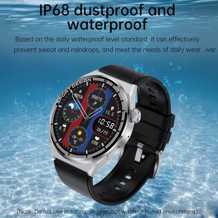 HDT 3 Max สายหนัง 1.6 นิ้ว สมาร์ทวอทช์กันน้ำ IP67 รองรับการโทร Bluetooth / NFC, สายหนัง (สีดำ), สายหนัง (สีเงิน)