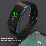 K50+ สายหนัง 0.96 นิ้ว สมาร์ทวอทช์ถอดหูฟังได้ กันน้ำ รองรับการโทร Bluetooth, สายหนัง (สีดำ)