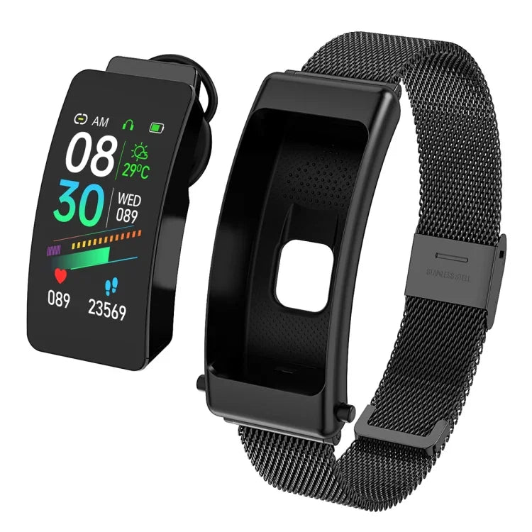 K50 สายเหล็ก 1.08 นิ้ว สมาร์ทวอทช์ถอดหูฟังได้ กันน้ำ IP67 รองรับการโทร Bluetooth, สายเหล็ก (สีดำ), สายเหล็ก (สีทอง), สายเหล็ก