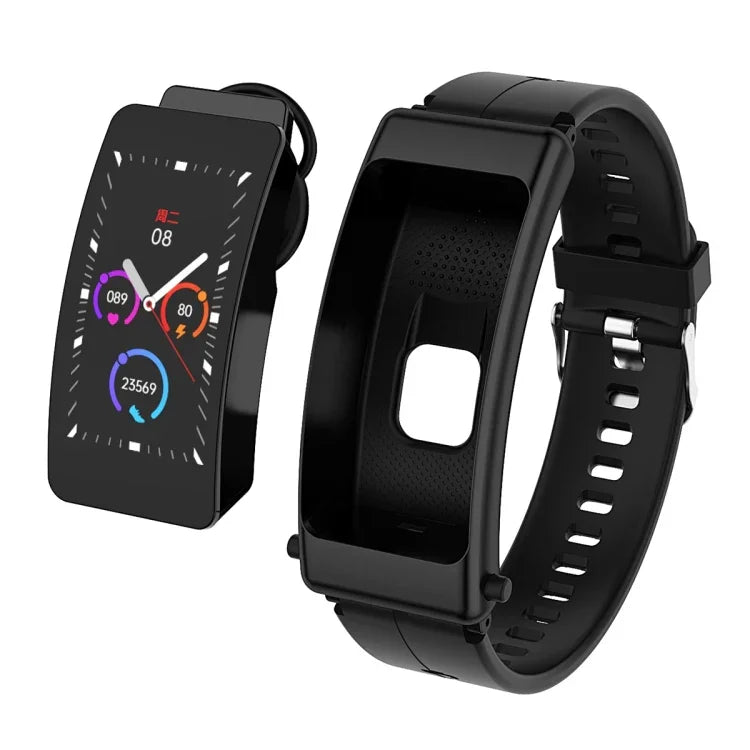 K50 สายซิลิโคน 1.08 นิ้ว สมาร์ทวอทช์ถอดหูฟังได้ กันน้ำ IP67 รองรับการโทร Bluetooth, สายซิลิโคน (สีดำ), สายซิลิโคน (ดำเงิน)