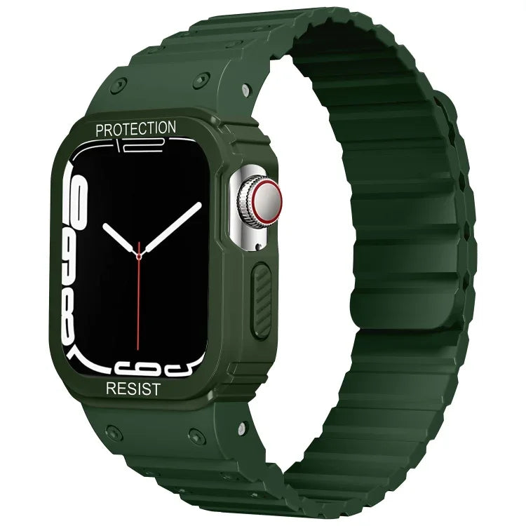 สายรัดนาฬิกาซิลิโคนแบบกรอบบูรณาการ สำหรับ Apple Watch Series 8&7 ขนาด 41 มม. / SE 2&6&SE&5&4 ขนาด 40 มม., สำหรับ Apple Watch Ultra ขนาด 49 มม., สำหรับ Apple Watch Series 8&7 ขนาด 45 มม. / SE 2&6&SE&5&4 ขนาด 44 มม.