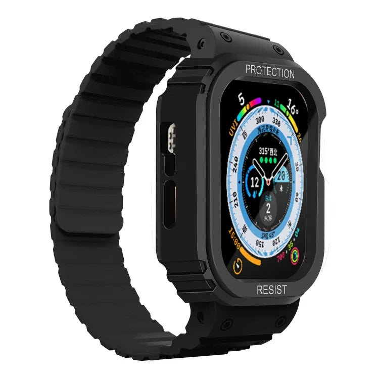 สายรัดนาฬิกาซิลิโคนแบบกรอบบูรณาการ สำหรับ Apple Watch Series 8&7 ขนาด 41 มม. / SE 2&6&SE&5&4 ขนาด 40 มม., สำหรับ Apple Watch Ultra ขนาด 49 มม., สำหรับ Apple Watch Series 8&7 ขนาด 45 มม. / SE 2&6&SE&5&4 ขนาด 44 มม.