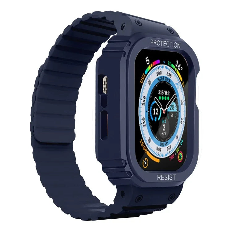สายรัดนาฬิกาซิลิโคนแบบกรอบบูรณาการ สำหรับ Apple Watch Series 8&7 ขนาด 41 มม. / SE 2&6&SE&5&4 ขนาด 40 มม., สำหรับ Apple Watch Ultra ขนาด 49 มม., สำหรับ Apple Watch Series 8&7 ขนาด 45 มม. / SE 2&6&SE&5&4 ขนาด 44 มม.