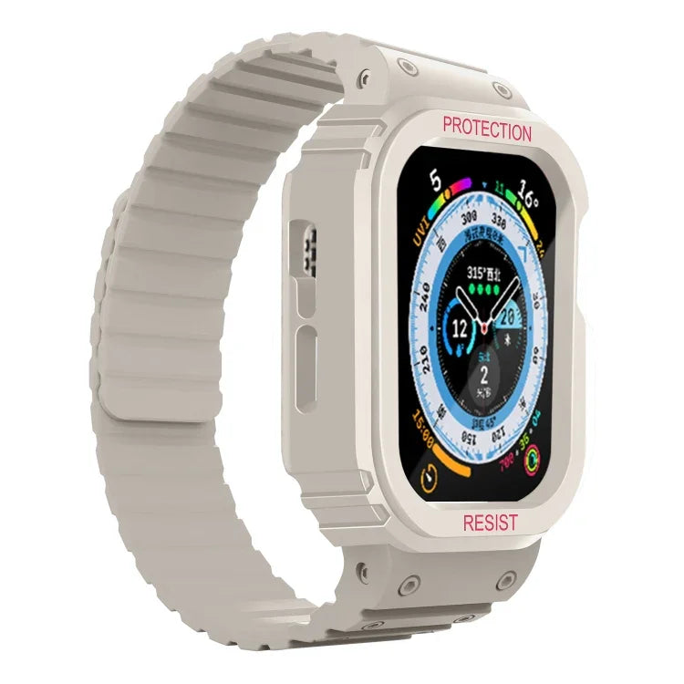 สายรัดนาฬิกาซิลิโคนแบบกรอบบูรณาการ สำหรับ Apple Watch Series 8&7 ขนาด 41 มม. / SE 2&6&SE&5&4 ขนาด 40 มม., สำหรับ Apple Watch Ultra ขนาด 49 มม., สำหรับ Apple Watch Series 8&7 ขนาด 45 มม. / SE 2&6&SE&5&4 ขนาด 44 มม.