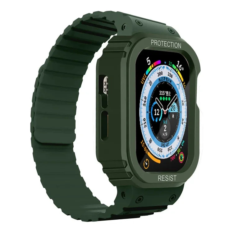 สายรัดนาฬิกาซิลิโคนแบบกรอบบูรณาการ สำหรับ Apple Watch Series 8&7 ขนาด 41 มม. / SE 2&6&SE&5&4 ขนาด 40 มม., สำหรับ Apple Watch Ultra ขนาด 49 มม., สำหรับ Apple Watch Series 8&7 ขนาด 45 มม. / SE 2&6&SE&5&4 ขนาด 44 มม.