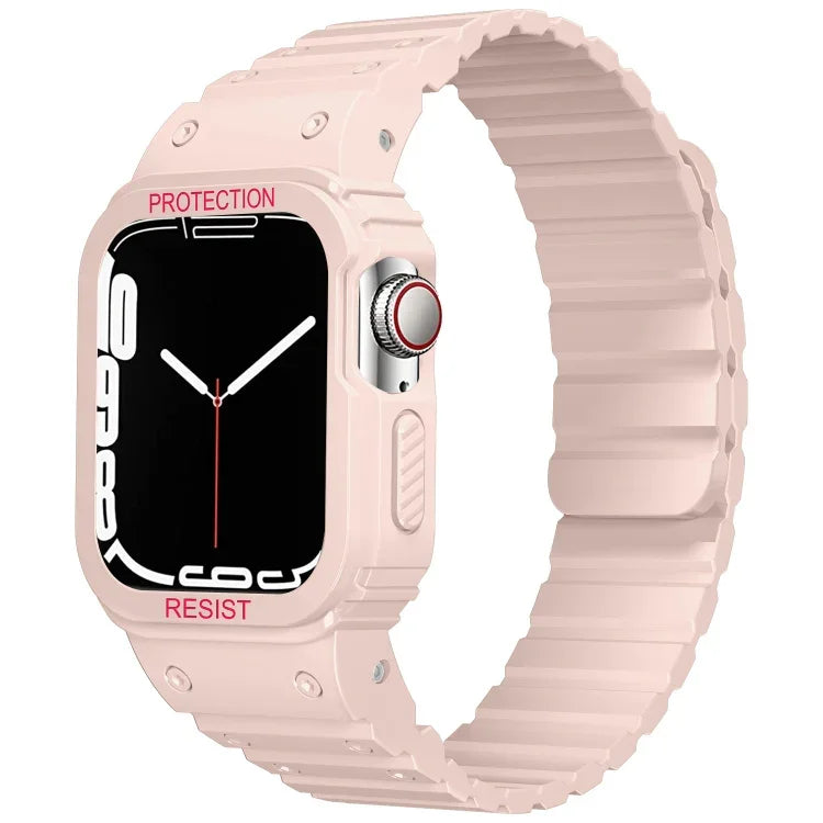 สายรัดนาฬิกาซิลิโคนแบบกรอบบูรณาการ สำหรับ Apple Watch Series 8&7 ขนาด 41 มม. / SE 2&6&SE&5&4 ขนาด 40 มม., สำหรับ Apple Watch Ultra ขนาด 49 มม., สำหรับ Apple Watch Series 8&7 ขนาด 45 มม. / SE 2&6&SE&5&4 ขนาด 44 มม.