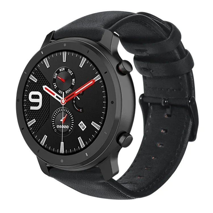สายรัดนาฬิกาหนังแท้เคลือบแว็กซ์น้ำมัน สำหรับ Amazfit GTR 47 มม. / Pace / Stratos, Amazfit 2 Stratos, Ticwatch Pro / E2 / S2, Pebble Gen 1, Pebble Time