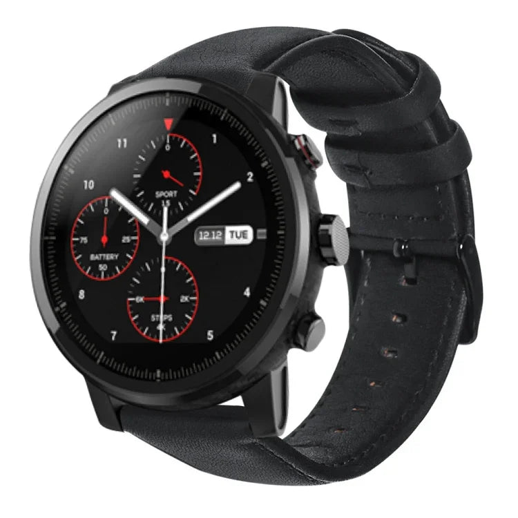 สายรัดนาฬิกาหนังแท้เคลือบแว็กซ์น้ำมัน สำหรับ Amazfit GTR 47 มม. / Pace / Stratos, Amazfit 2 Stratos, Ticwatch Pro / E2 / S2, Pebble Gen 1, Pebble Time
