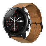 สายรัดนาฬิกาหนังแท้เคลือบแว็กซ์น้ำมัน สำหรับ Amazfit GTR 47 มม. / Pace / Stratos, Amazfit 2 Stratos, Ticwatch Pro / E2 / S2, Pebble Gen 1, Pebble Time