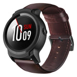 สายรัดนาฬิกาหนังแท้เคลือบแว็กซ์น้ำมัน สำหรับ Amazfit GTR 47 มม. / Pace / Stratos, Amazfit 2 Stratos, Ticwatch Pro / E2 / S2, Pebble Gen 1, Pebble Time
