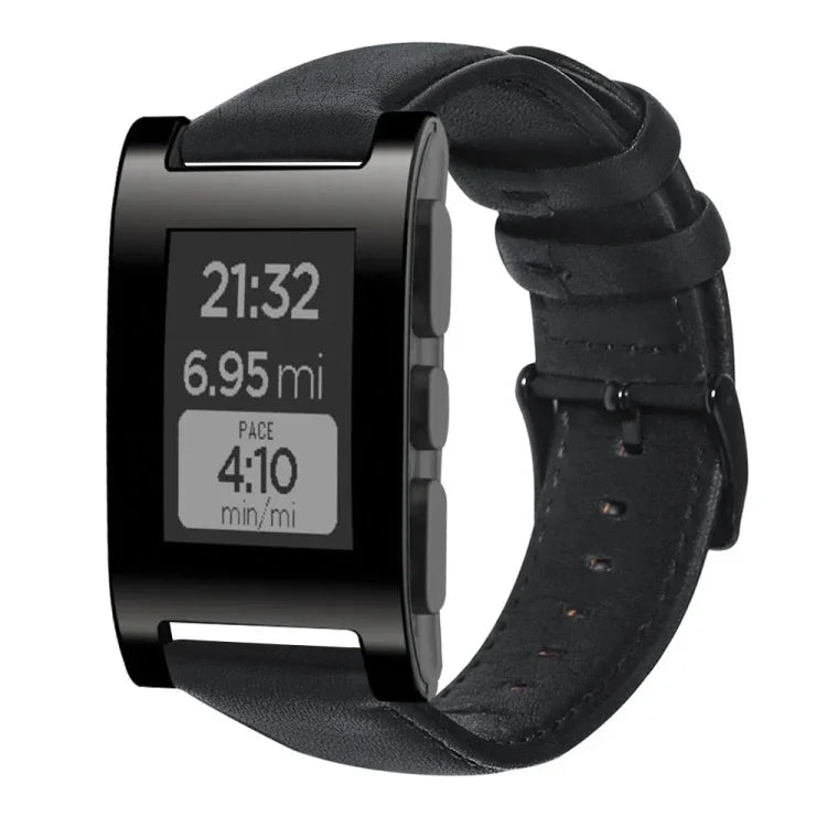 สายรัดนาฬิกาหนังแท้เคลือบแว็กซ์น้ำมัน สำหรับ Amazfit GTR 47 มม. / Pace / Stratos, Amazfit 2 Stratos, Ticwatch Pro / E2 / S2, Pebble Gen 1, Pebble Time
