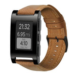 สายรัดนาฬิกาหนังแท้เคลือบแว็กซ์น้ำมัน สำหรับ Amazfit GTR 47 มม. / Pace / Stratos, Amazfit 2 Stratos, Ticwatch Pro / E2 / S2, Pebble Gen 1, Pebble Time
