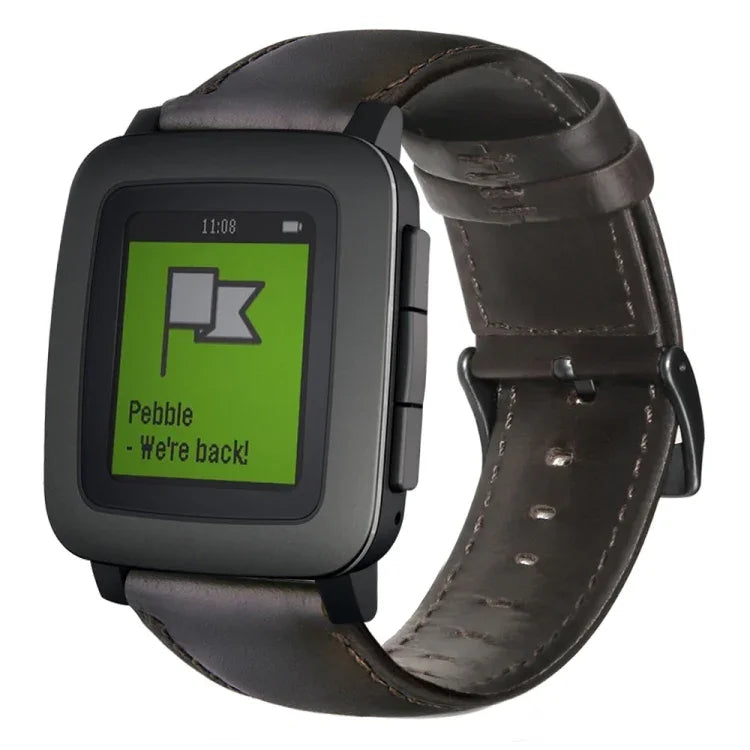สายรัดนาฬิกาหนังแท้เคลือบแว็กซ์น้ำมัน สำหรับ Amazfit GTR 47 มม. / Pace / Stratos, Amazfit 2 Stratos, Ticwatch Pro / E2 / S2, Pebble Gen 1, Pebble Time